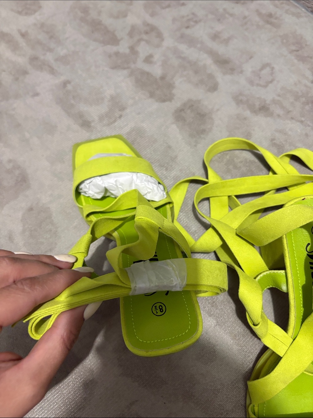 Women’s Neon Lime Strappy Sandals - Picture 4 of 4